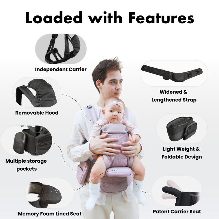 Baby Carrier with Hip Seat - Ergonomic, Cozy and Lightweight Infant Carrier-Black