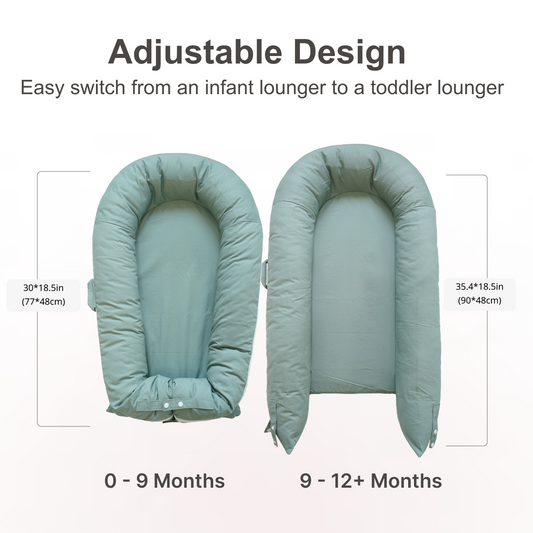 CooCooBaby Deluxe Baby Lounger - Cotton-MistyGreen