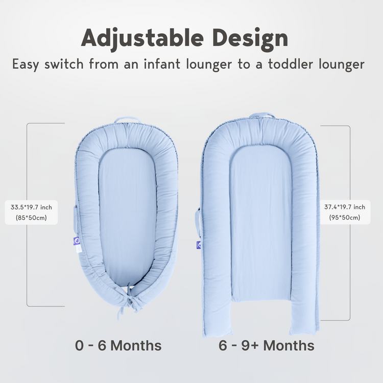 Premium Portable Adjustable Infant Lounger - Cotton-BabyBlue