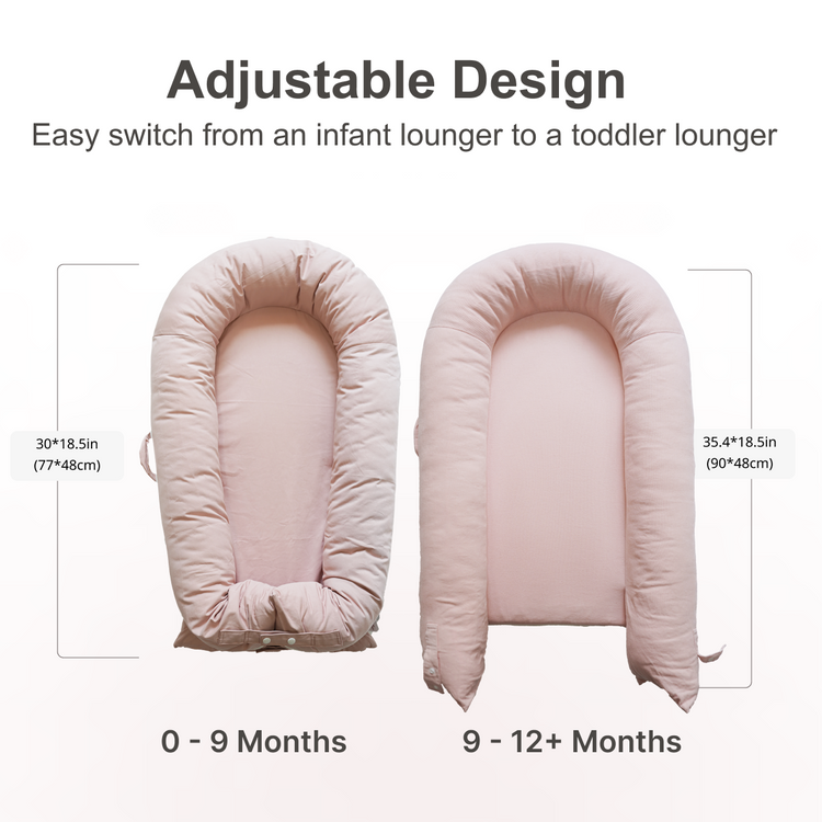 CooCooBaby Deluxe Baby Lounger - Cotton-DustyRose