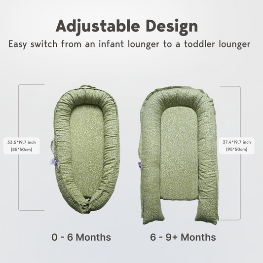 Premium Portable Adjustable Infant Lounger - Cotton_Muslin - EverGreen