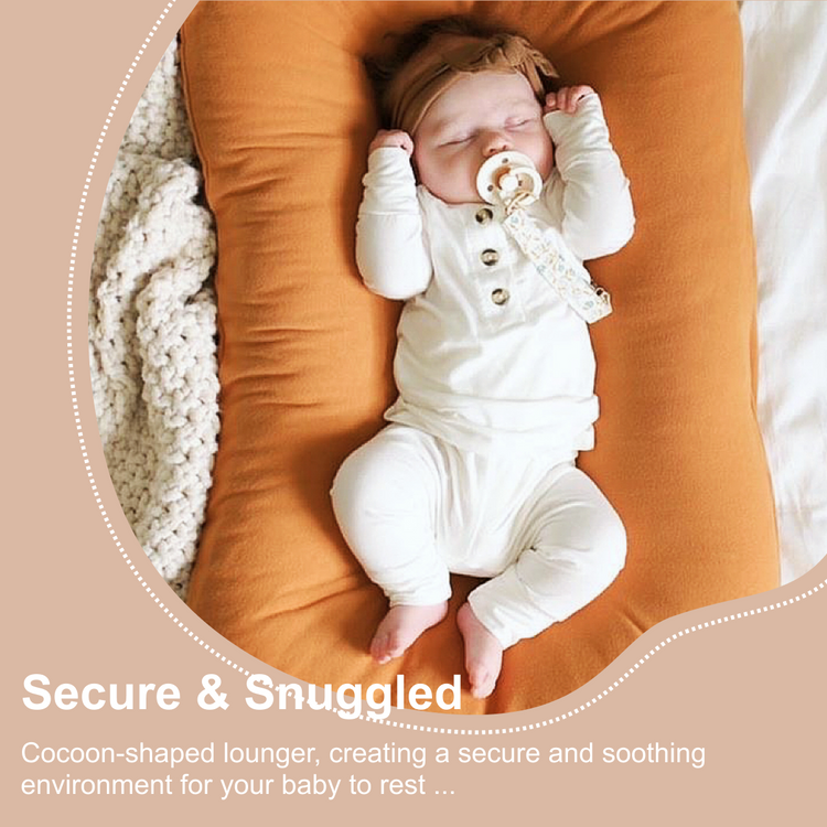 Round Infant Lounger, 100% Cotton Breathable, Portable Travel Bed (GoldenBrown)