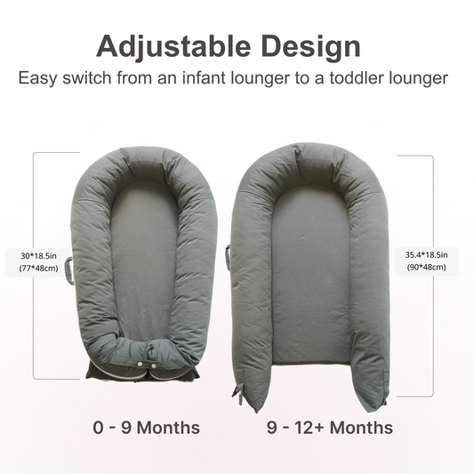 CooCooBaby Deluxe Baby Lounger - Cotton-Gray