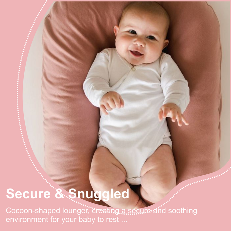 Round Infant Lounger, 100% Cotton Breathable, Portable Travel Bed (MistyRose)