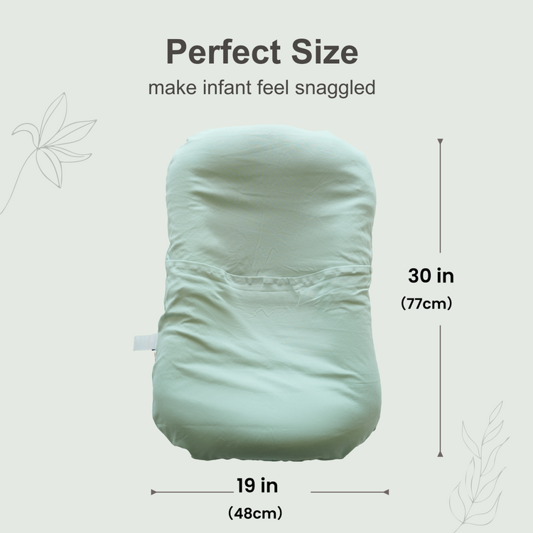 Round Infant Lounger, 100% Cotton Breathable, Portable Travel Bed (SageGreen)